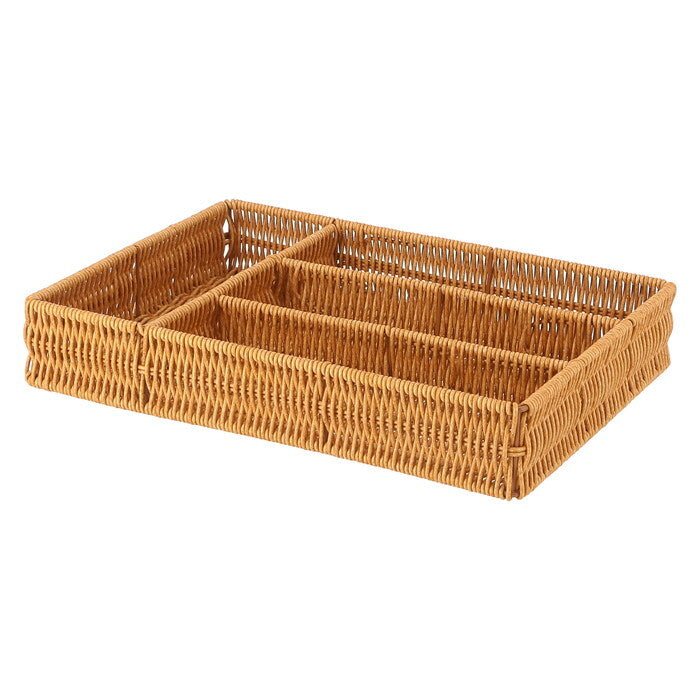 カトラリ収納 洗える 仕切り付き ナチュラル 完成品 W350×D260×H60mm 0.56kg fj-27877の画像