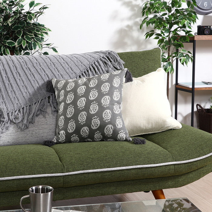 クッションカバー 45×45 タッセルペーズリー GY グレー 幅45×450×高さ5 fj-27895の画像