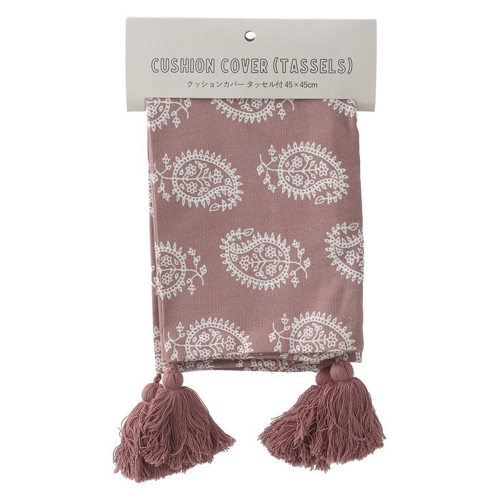 クッションカバー 45×45 タッセルペーズリー PK ピンク 幅45×450×高さ5 fj-27896の画像
