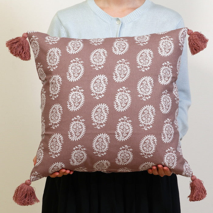 クッションカバー 45×45 タッセルペーズリー PK ピンク 幅45×450×高さ5 fj-27896の画像