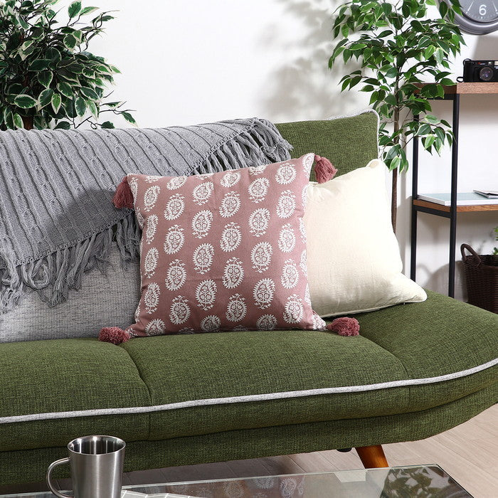 クッションカバー 45×45 タッセルペーズリー PK ピンク 幅45×450×高さ5 fj-27896の画像