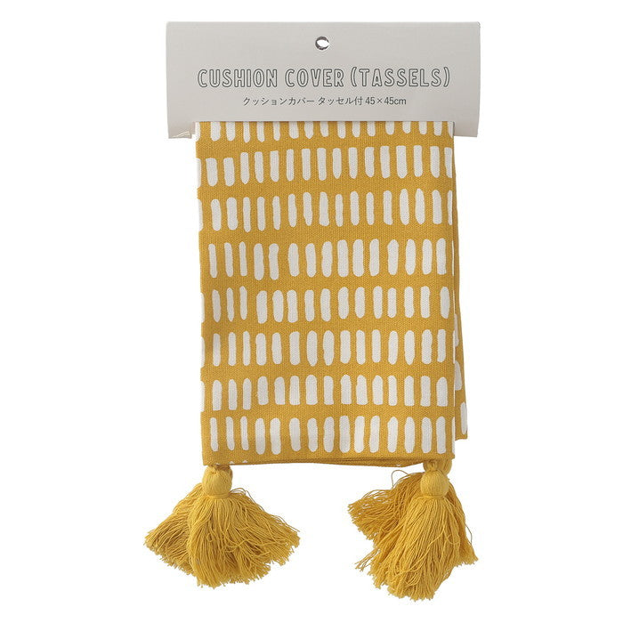 クッションカバー 45×45 タッセルランダムドット YE イエロー 幅45×450×高さ5 fj-27897の画像