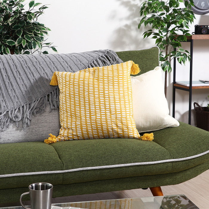 クッションカバー 45×45 タッセルランダムドット YE イエロー 幅45×450×高さ5 fj-27897の画像