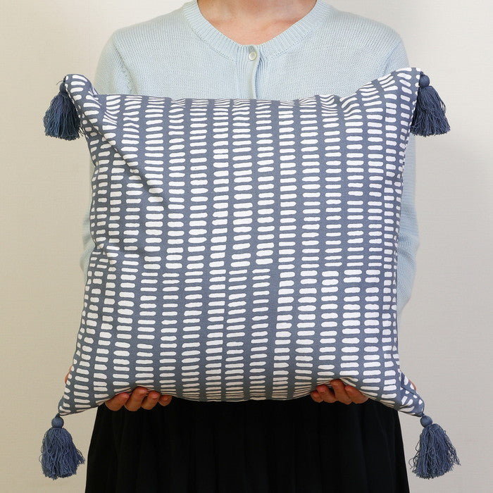 クッションカバー 45×45 タッセルランダムドット BL ブルー 幅45×450×高さ5 fj-27898の画像