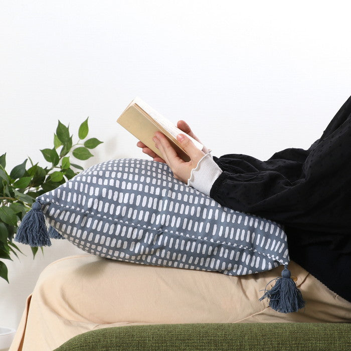 クッションカバー 45×45 タッセルランダムドット BL ブルー 幅45×450×高さ5 fj-27898の画像