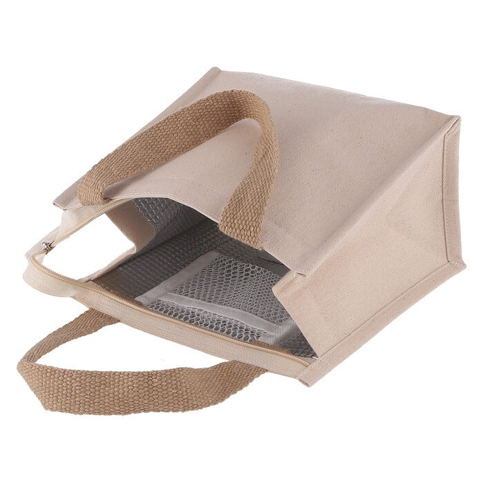 ランチバッグ コットン保冷保温 内ポケット付 NA 完成品 W220×D130×H200mm 0.1kg fj-27914の画像