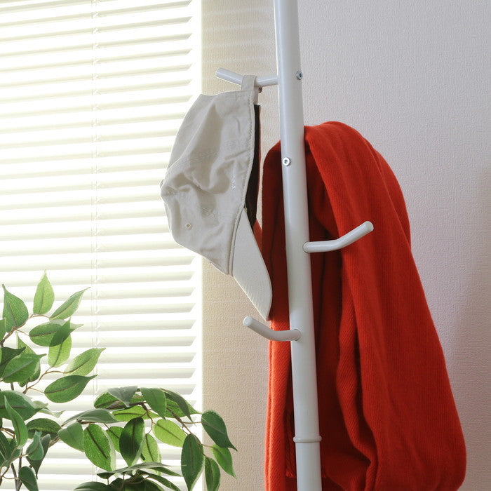 リュックが掛けられるポールハンガー ホワイト マットホワイト 幅335×奥行335×高さ1720 fj-27954の画像