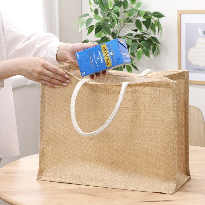 エコバッグ ジュート L 27922 ナチュラル 完成品 W460×D220×H365mm 0.27kg fj-28078の画像