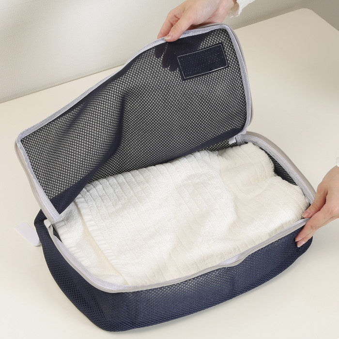 LB 洗濯ネット スクエア型 ネイビー 幅380×奥行200×高さ100 fj-28513の画像