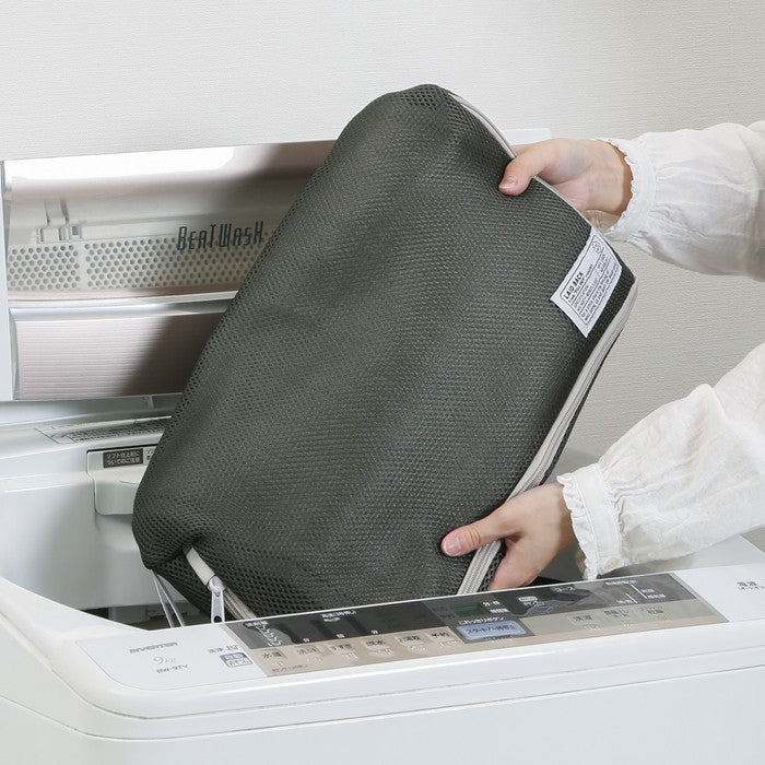 LB 洗濯ネット スクエア型 モスグリーン 幅380×奥行200×高さ100 fj-28522の画像