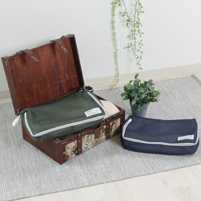 LB 洗濯ネット スクエア型 モスグリーン 幅380×奥行200×高さ100 fj-28522の画像