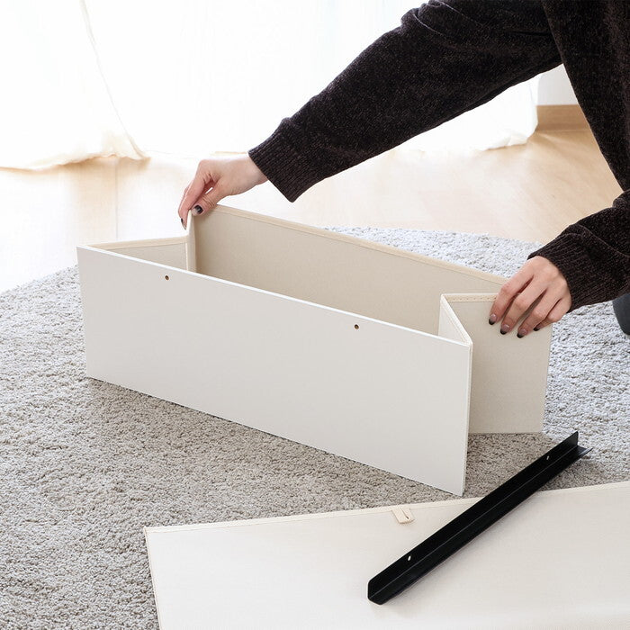 チェスト KD ファブリック クレオ 3段 ホワイト×ブラウン WH × BR 組立品 W595×D320×H733mm 8.8kg fj-29030の画像