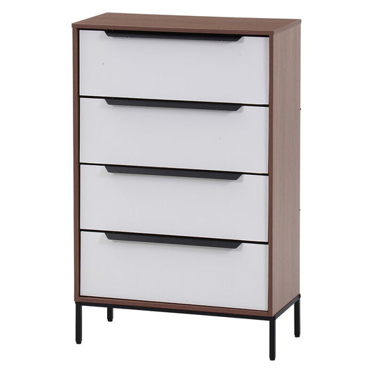 チェスト KD ファブリック クレオ 4段 ホワイト×ブラウン WH × BR 組立品 W595×D320×H926mm 11kg fj-29031の画像