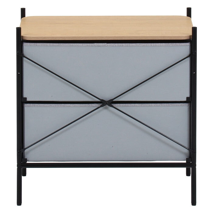 チェスト KD ファブリック パトラ 2段 グレー×ナチュラル GY×NA 組立品 W577×D410×H584mm 6kg fj-29033の画像