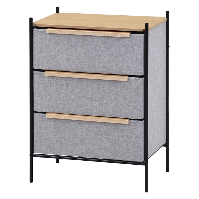 チェスト KD ファブリック パトラ 3段 グレー×ナチュラル GY×NA 組立品 W577×D410×H787mm 8kg fj-29034の画像