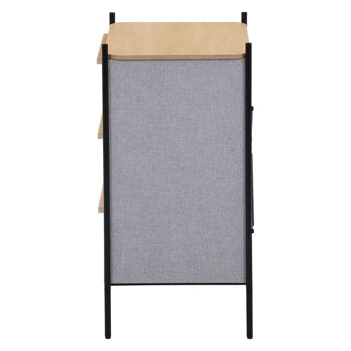 チェスト KD ファブリック パトラ 3段 グレー×ナチュラル GY×NA 組立品 W577×D410×H787mm 8kg fj-29034の画像