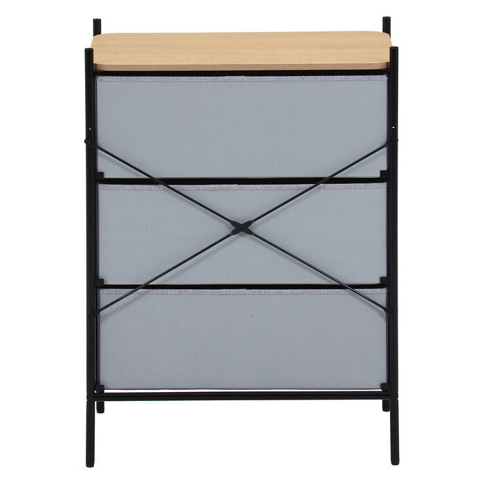 チェスト KD ファブリック パトラ 3段 グレー×ナチュラル GY×NA 組立品 W577×D410×H787mm 8kg fj-29034の画像