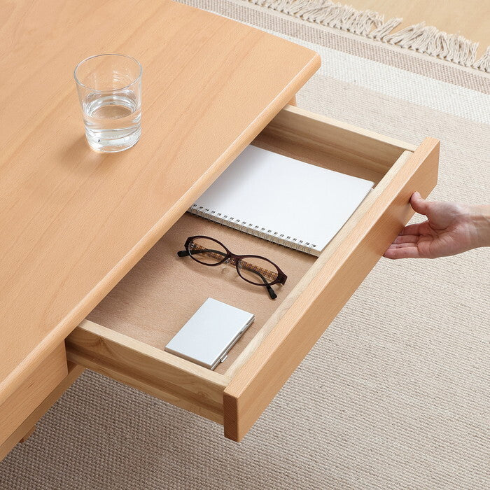 センターテーブル 引出し 棚 付き カミュ NA ナチュラル 組立品 W1150×D520×H400mm 18kg fj-29103の画像