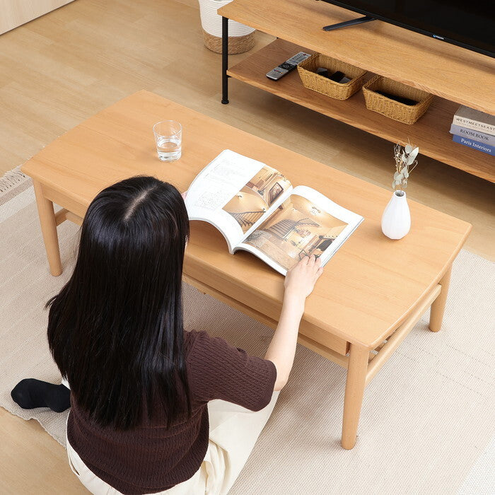 センターテーブル 引出し 棚 付き カミュ NA ナチュラル 組立品 W1150×D520×H400mm 18kg fj-29103の画像