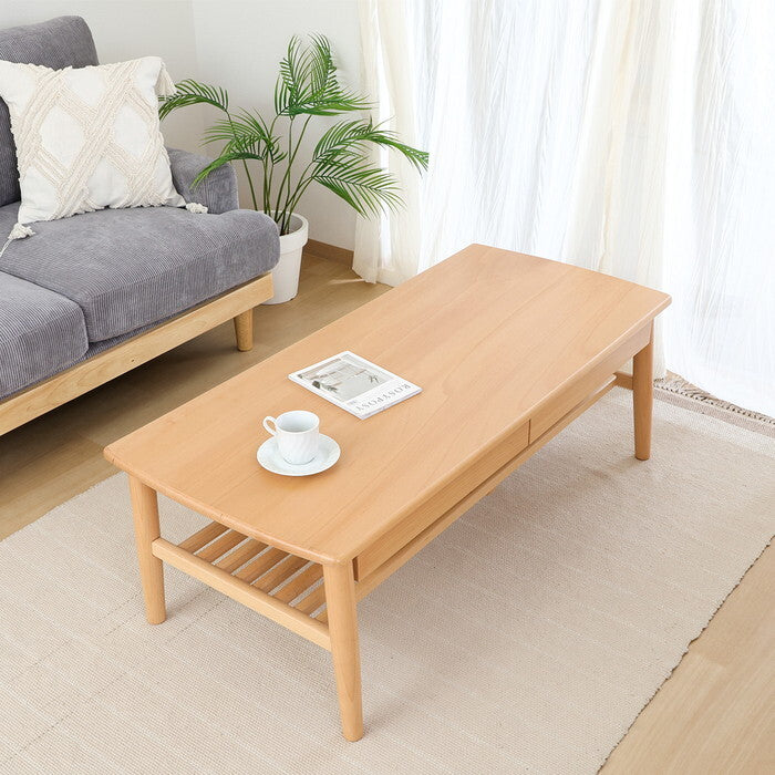 センターテーブル 引出し 棚 付き カミュ NA ナチュラル 組立品 W1150×D520×H400mm 18kg fj-29103の画像