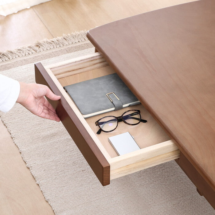 センターテーブル 引出し 棚 付き カミュ BR ブラウン 組立品 W1150×D520×H400mm 18kg fj-29104の画像