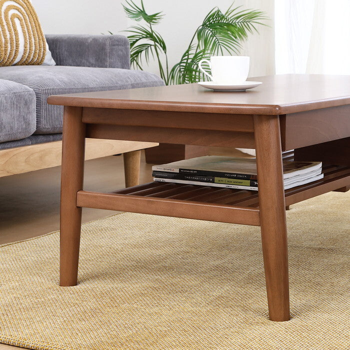 センターテーブル 引出し 棚 付き カミュ BR ブラウン 組立品 W1150×D520×H400mm 18kg fj-29104の画像