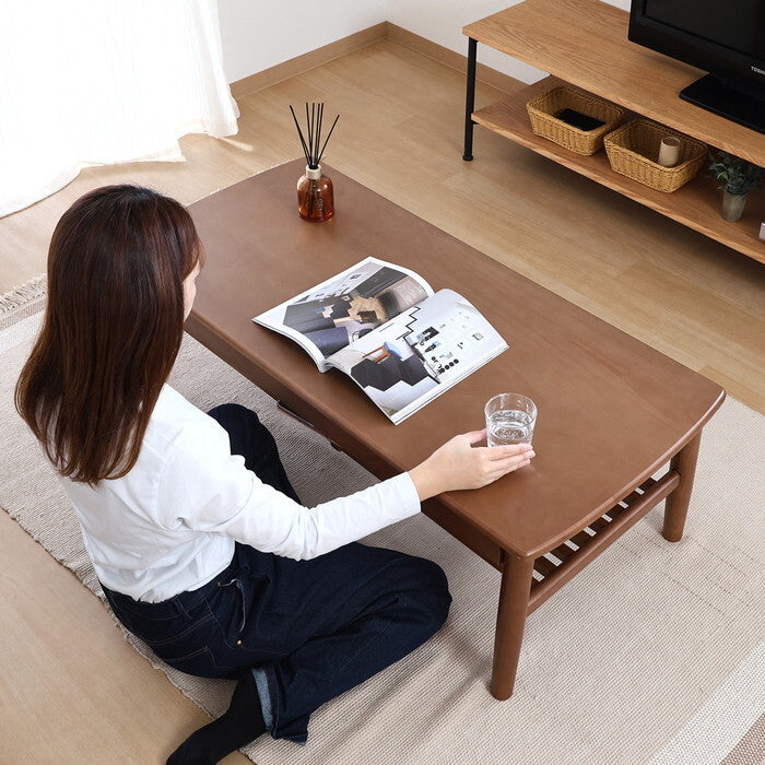 センターテーブル 引出し 棚 付き カミュ BR ブラウン 組立品 W1150×D520×H400mm 18kg fj-29104の画像