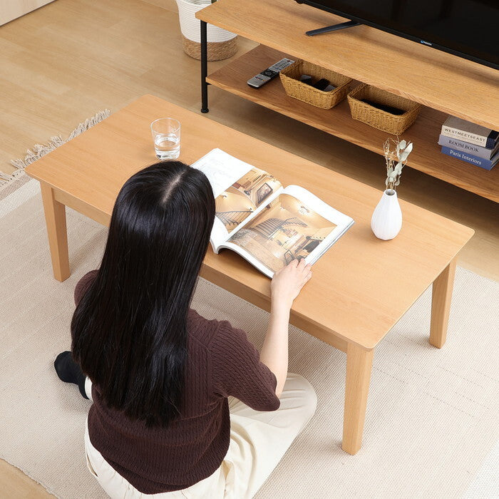 リビングテーブル シンプル シュラ NA ナチュラル 組立品 W1100×D500×H400mm 9.6kg fj-29105の画像