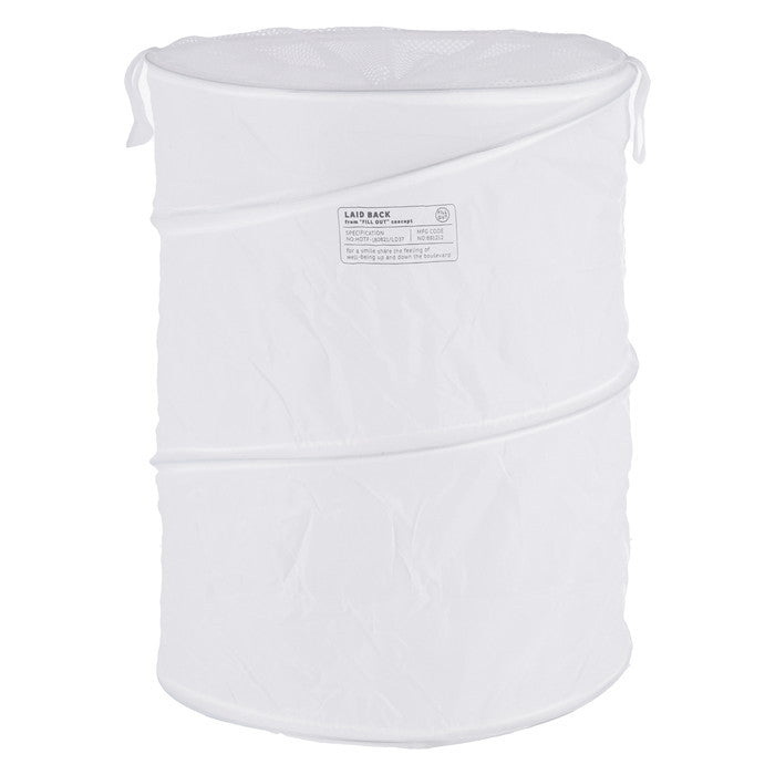 LB ポップアップランドリー バスケット ラウンド ホワイト ホワイト 幅350×奥行350×高さ480 fj-29263の画像