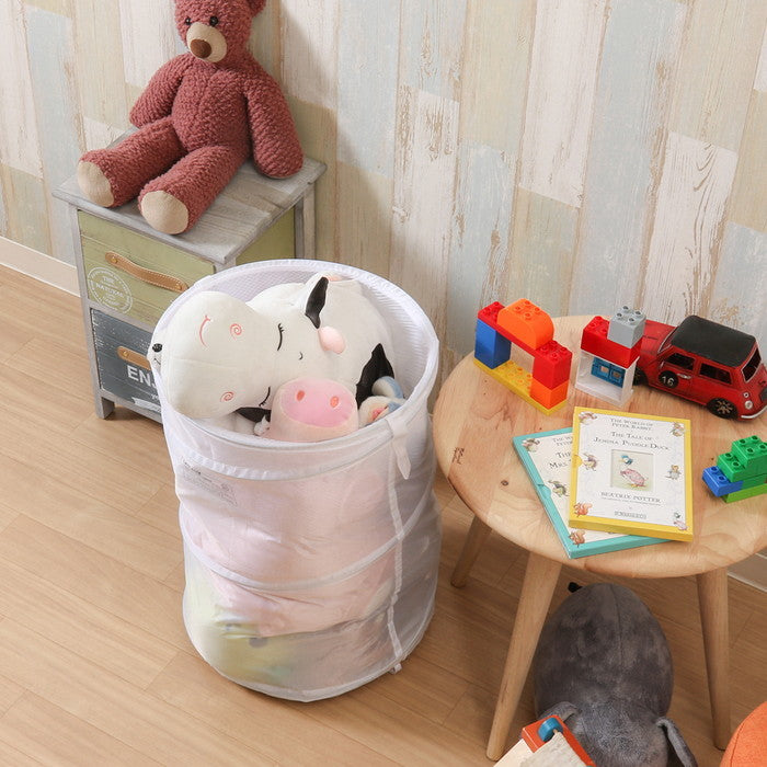 LB ポップアップランドリー バスケット ラウンド ホワイト ホワイト 幅350×奥行350×高さ480 fj-29263の画像