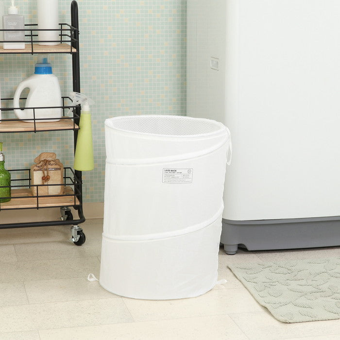 LB ポップアップランドリー バスケット ラウンド ホワイト ホワイト 幅350×奥行350×高さ480 fj-29263の画像