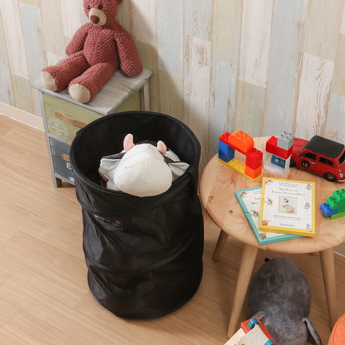 LB ポップアップランドリー バスケット ラウンド ブラック 幅350×奥行350×高さ480 fj-29265の画像