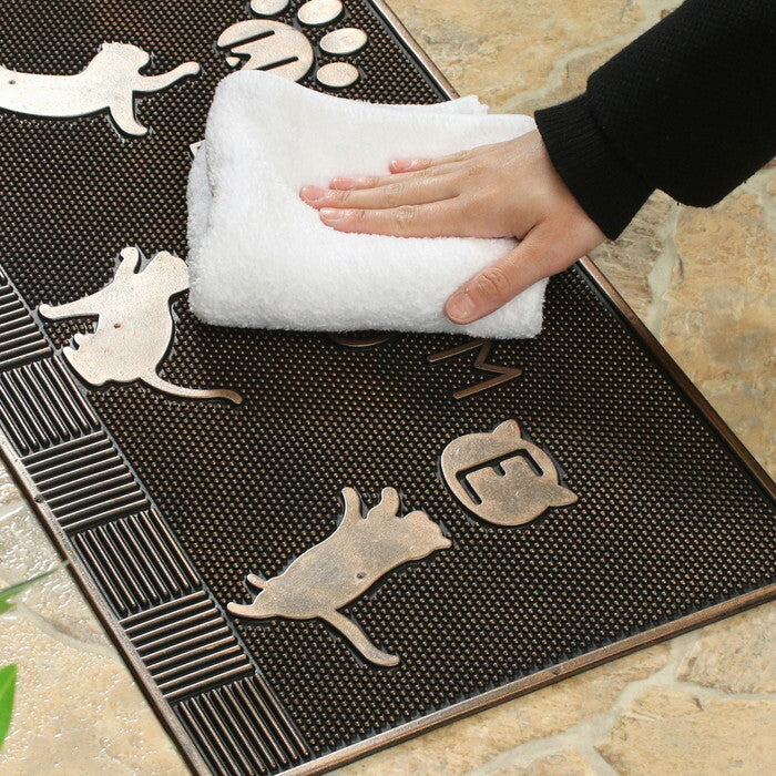 ラバーマット レクタングル 60×33 ネコ コッパー 完成品 W600×D330×H5mm 0.85kg fj-29278の画像