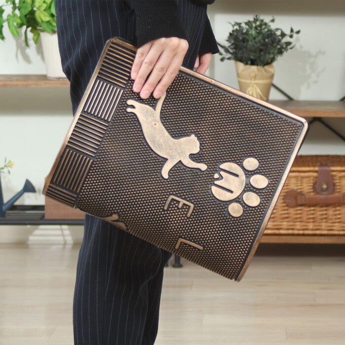ラバーマット レクタングル 60×33 ネコ コッパー 完成品 W600×D330×H5mm 0.85kg fj-29278の画像