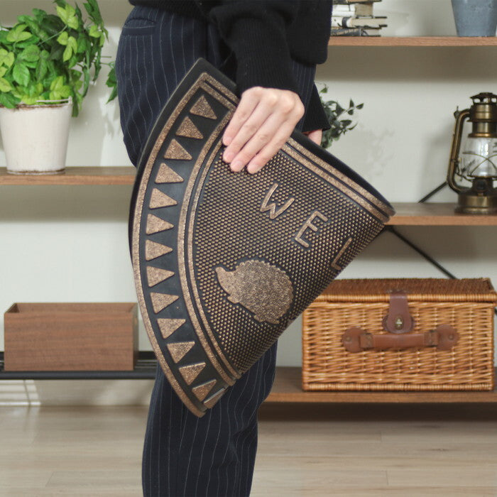 ラバーマット セミサークル 60×33 ハリネズミ コッパー 完成品 W600×D330×H5mm 0.85kg fj-29279の画像