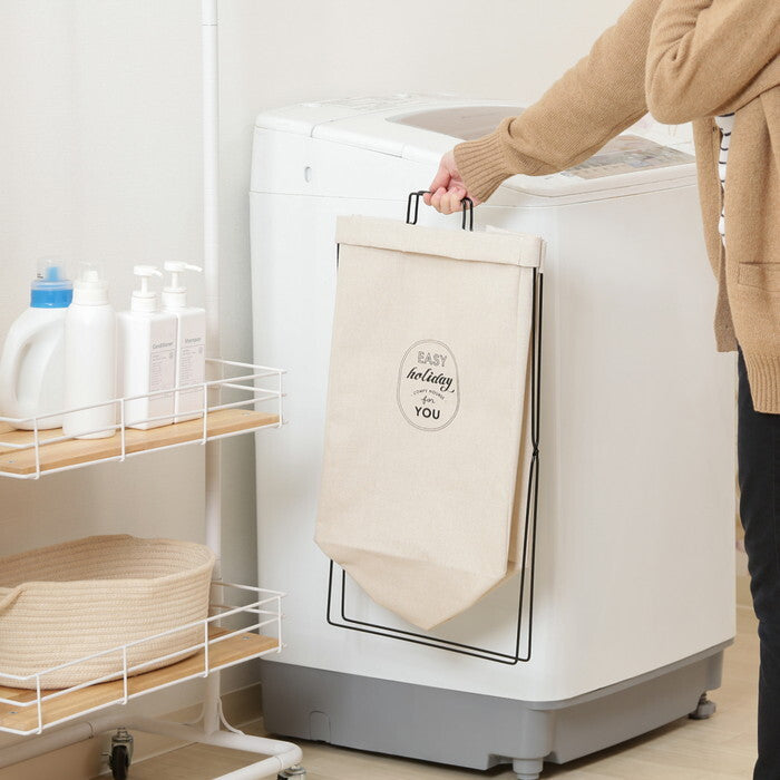 ランドリー ボックス 横型取手付IV アイボリー 完成品 W370×D270×H600mm 0.7kg fj-32810の画像
