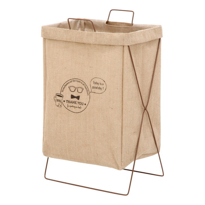 ランドリー ボックス 横型取手付 麻 ナチュラル 完成品 W370×D270×H600mm 0.7kg fj-32811の画像