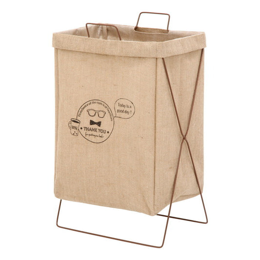 ランドリー ボックス 横型取手付 麻 ナチュラル 完成品 W370×D270×H600mm 0.7kg fj-32811の画像