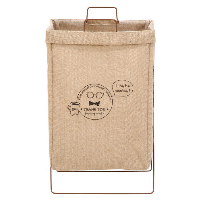 ランドリー ボックス 横型取手付 麻 ナチュラル 完成品 W370×D270×H600mm 0.7kg fj-32811の画像