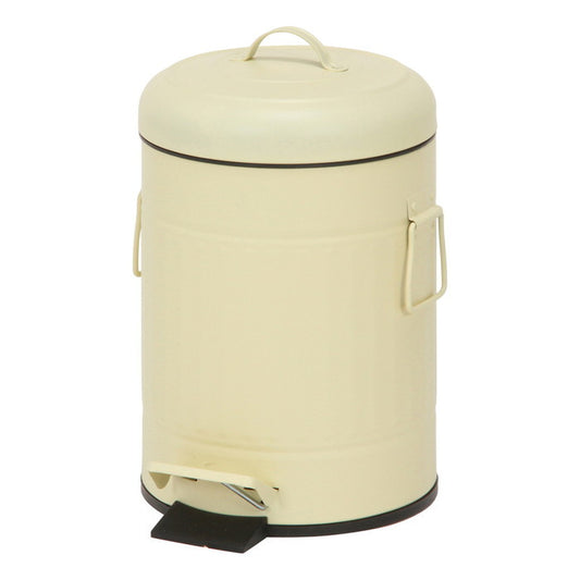 スチール ラウンド ペダルペール ごみ箱 ゴミ箱 ダストボックス 5L アイボリー 260×210×330 fj-34738の画像