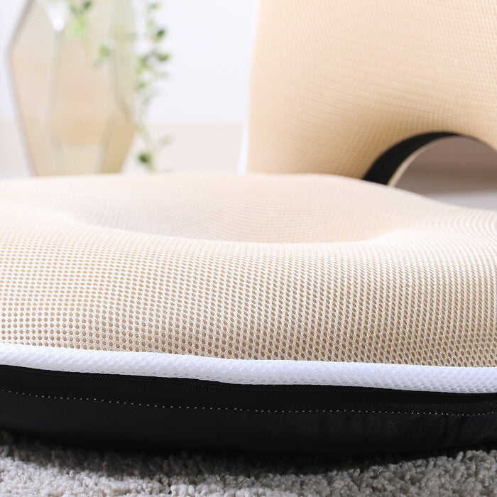 座椅子 低反発 ドーナツ メッシュ アイボリー 完成品 W500×D550-900×H100-490mm 2.6kg fj-35418の画像