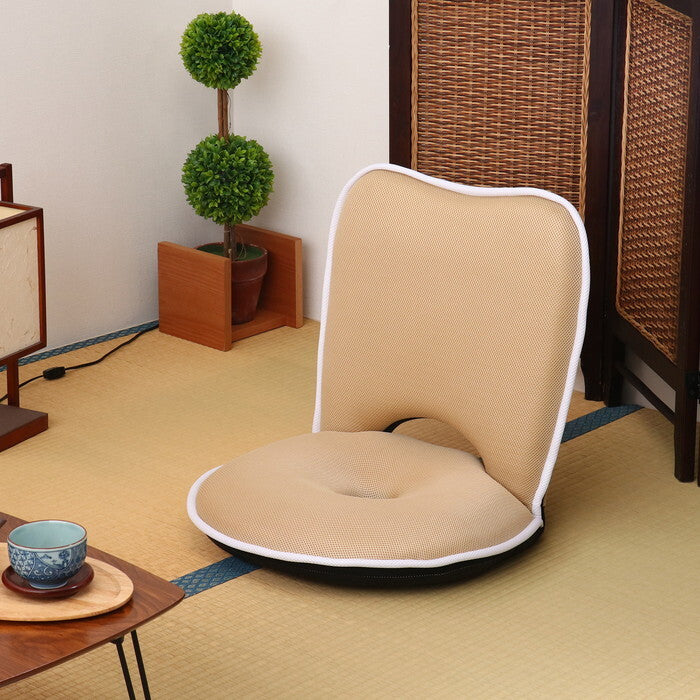 座椅子 低反発 ドーナツ メッシュ アイボリー 完成品 W500×D550-900×H100-490mm 2.6kg fj-35418の画像