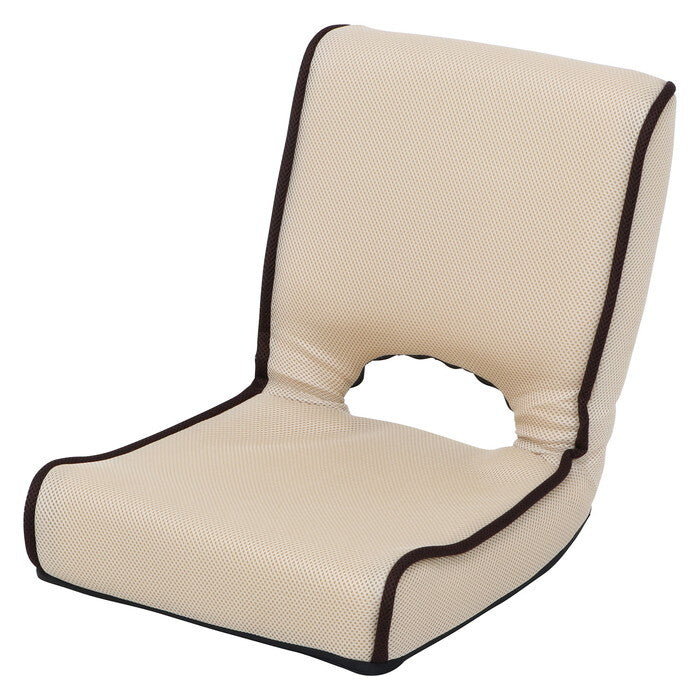 座椅子 低反発 ショコラ メッシュ アイボリー 完成品 W400×D400-560×H200-450mm 1.8kg fj-35508の画像