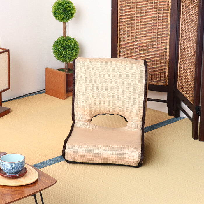 座椅子 低反発 ショコラ メッシュ アイボリー 完成品 W400×D400-560×H200-450mm 1.8kg fj-35508の画像