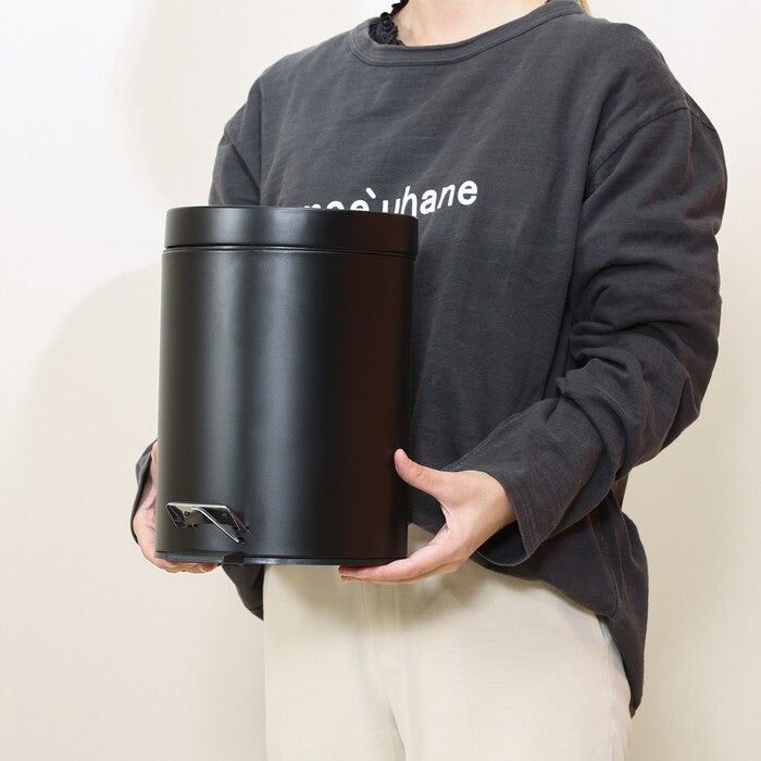 ゴミ箱 静かに閉まる 5L BK ブラック 完成品 W205×D260×H280mm 0.8kg fj-37697の画像