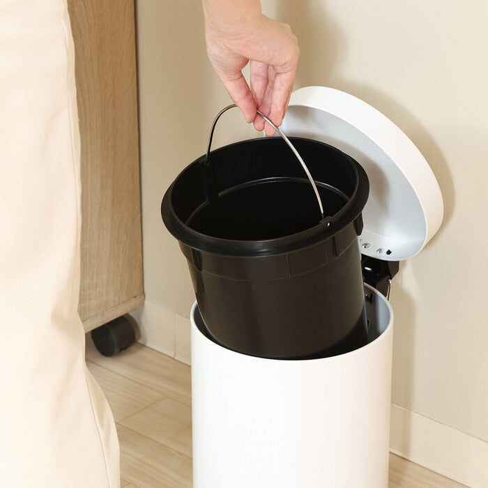 ゴミ箱 静かに閉まる 5L WH ホワイト 完成品 W205×D260×H280mm 0.8kg fj-37698の画像