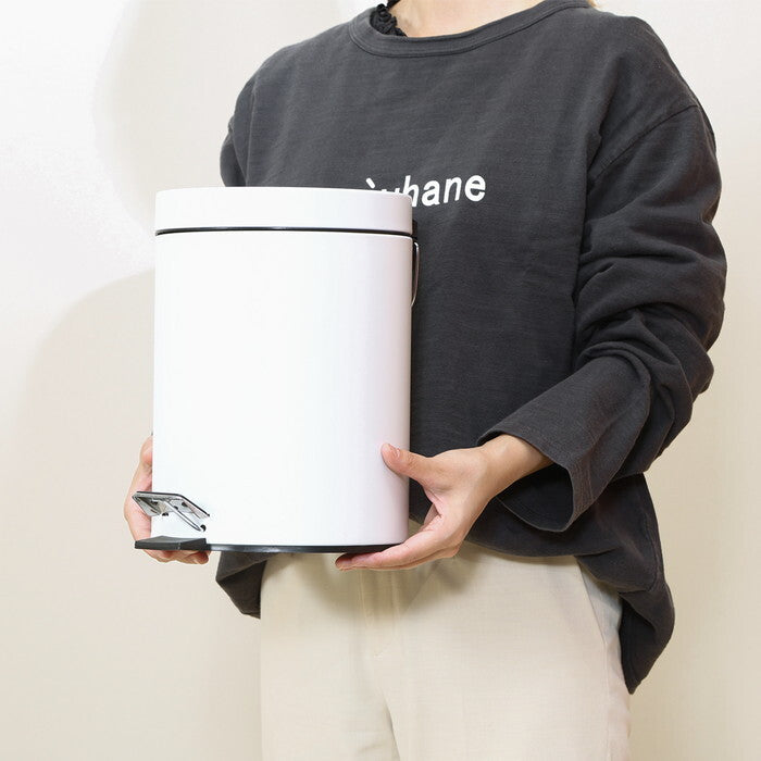 ゴミ箱 静かに閉まる 5L WH ホワイト 完成品 W205×D260×H280mm 0.8kg fj-37698の画像
