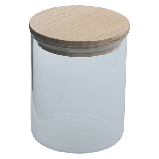キャニスター 木蓋 耐熱 700ml クリア 完成品 W100×D100×H127mm 0.3kg fj-37765の画像