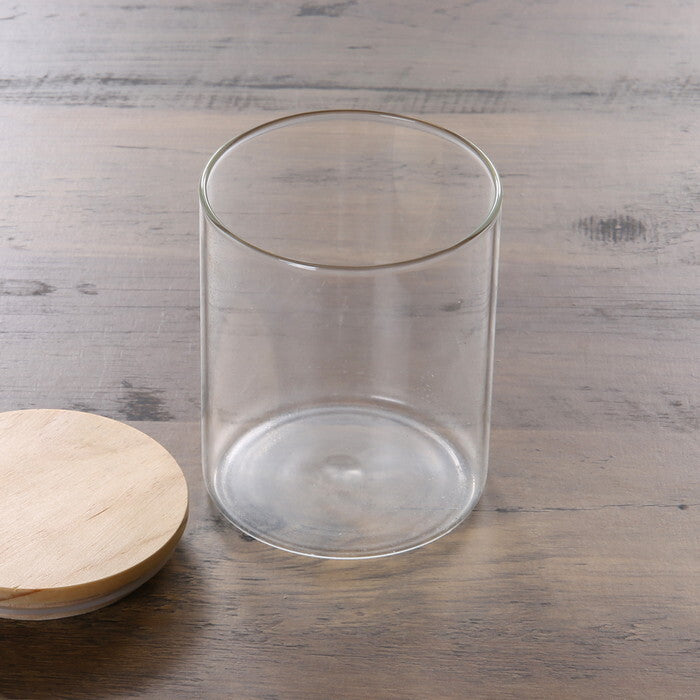 キャニスター 木蓋 耐熱 700ml クリア 完成品 W100×D100×H127mm 0.3kg fj-37765の画像