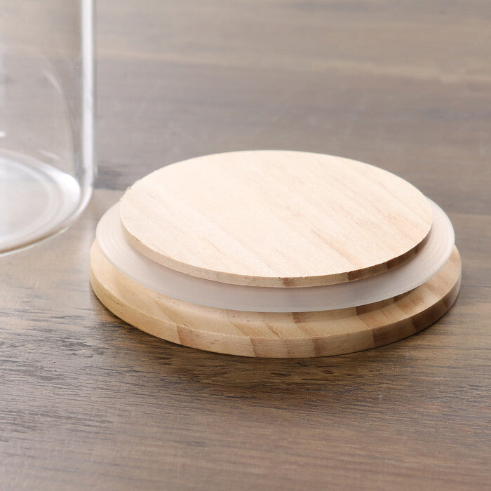 キャニスター 木蓋 耐熱 700ml クリア 完成品 W100×D100×H127mm 0.3kg fj-37765の画像